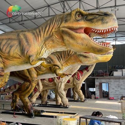 پارک تم 12 متری ژوراسیک پارک تی رکس Animatronic Lifelike سکه اجرا می شود